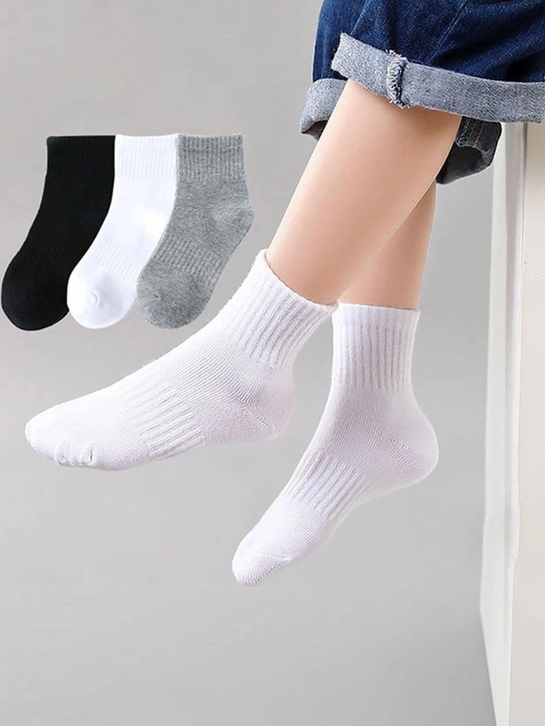 BEAR&BEYOND Men Pack of 3 Cotton Assorted Ankle Length Socks - view 1