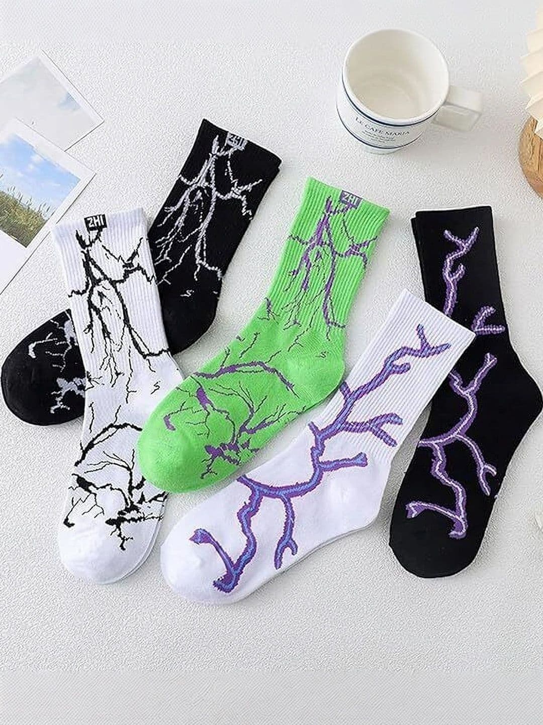 BEAR&BEYOND Men Pack of 5 Cotton Assorted Patterned Calf Length Socks - view 1