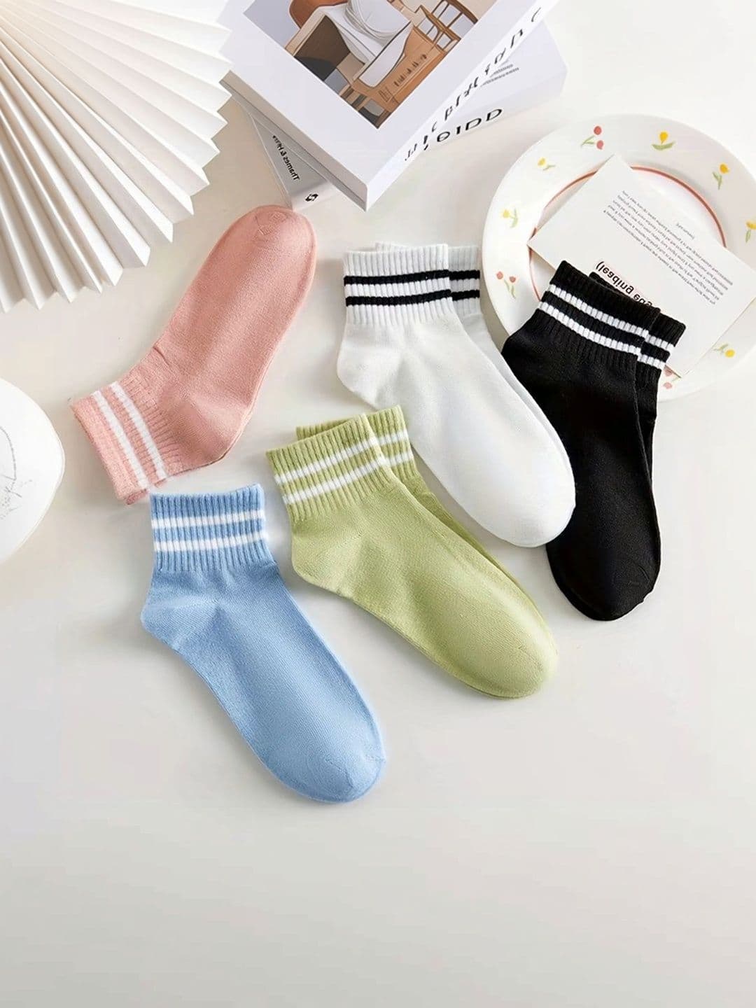 BEAR&BEYOND Men Pack of 5 Cotton Assorted Striped Above Ankle Socks - view 1
