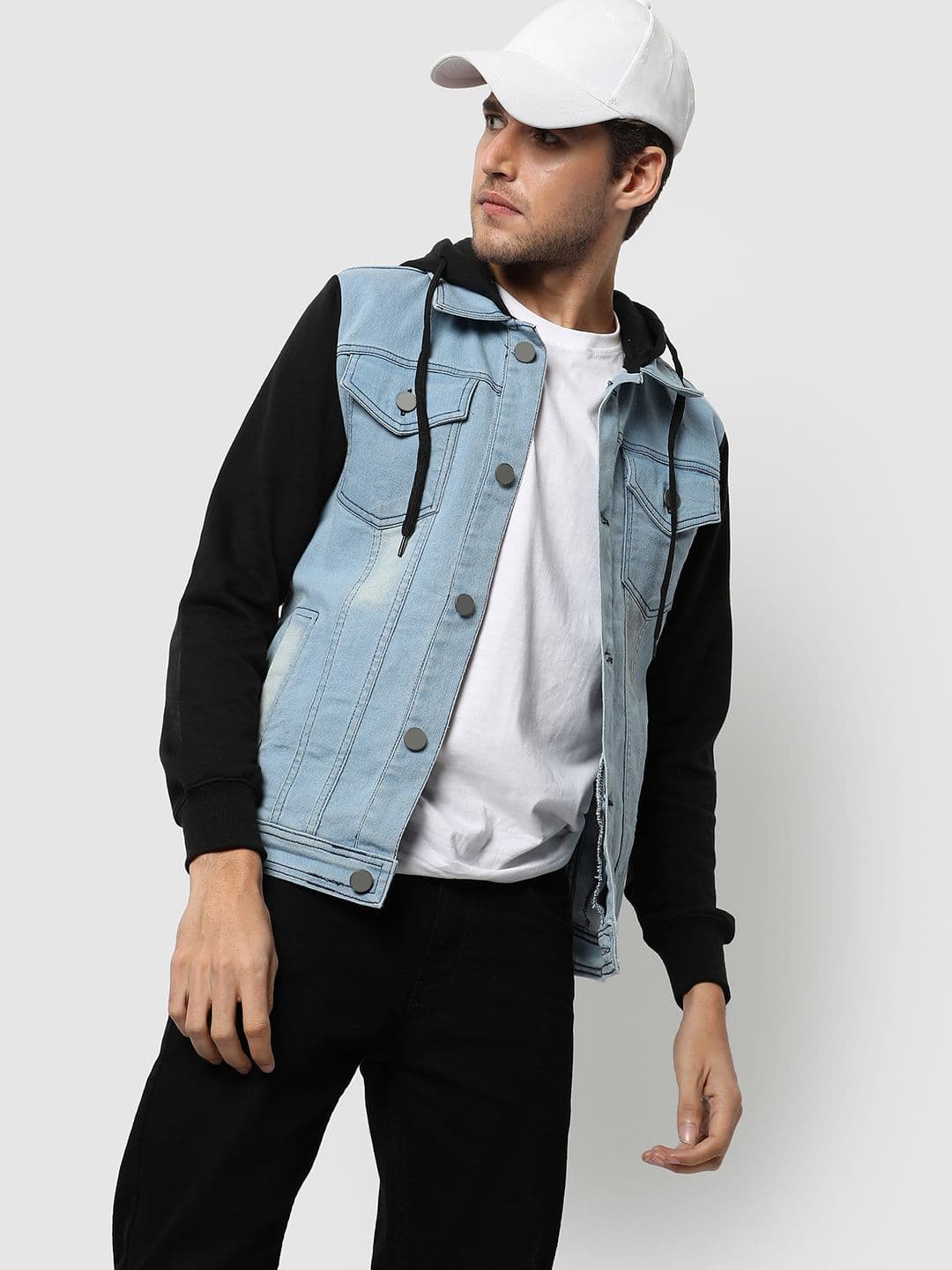 CAHOOT Men Blue Black Washed Denim Jacket - view 1
