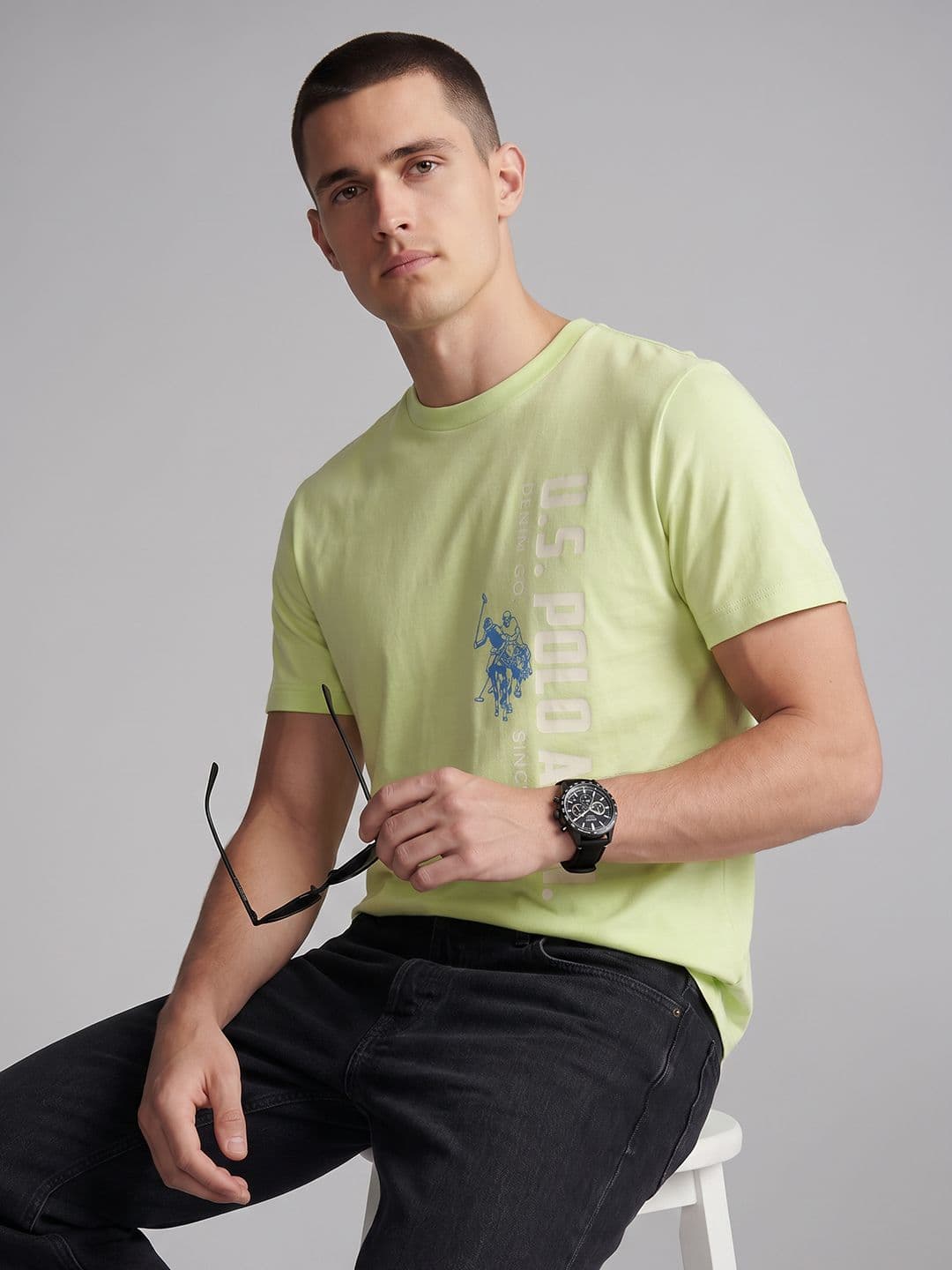 U.S. Polo Assn. Denim Co. Brand Logo Printed Pure Cotton T-shirt - view 1