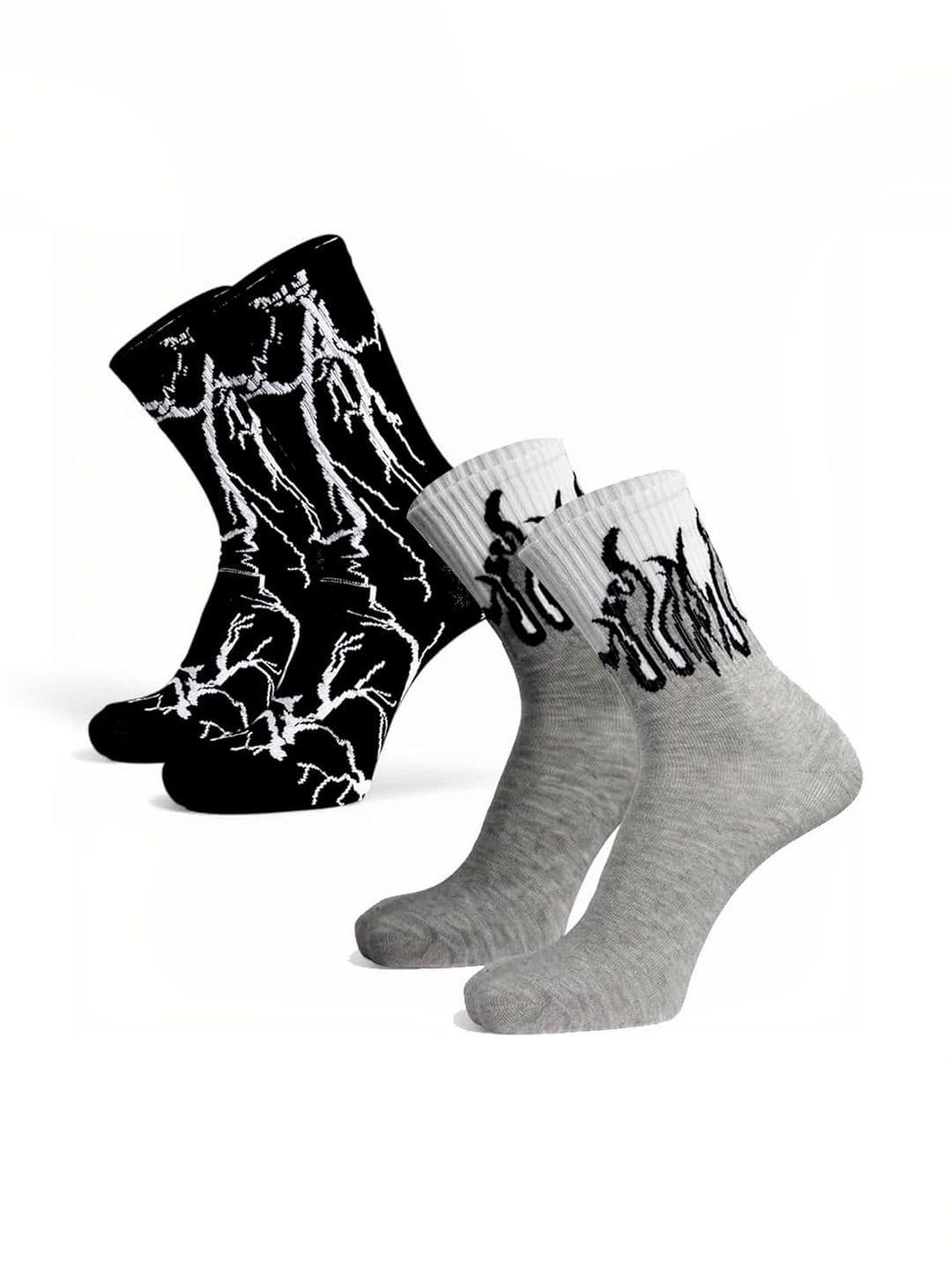 BEAR&BEYOND Men Pack of 2 Cotton Assorted Patterned Ankle Length Socks - view 1