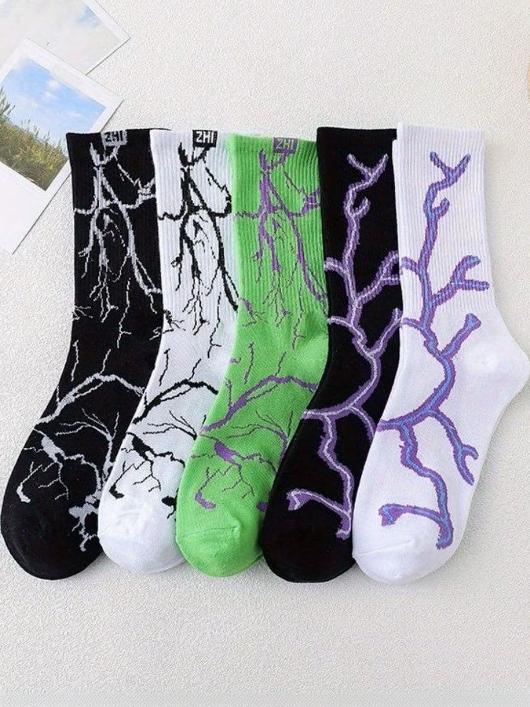 BEAR&BEYOND Men Pack of 5 Cotton Assorted Patterned Calf Length Socks - view 1