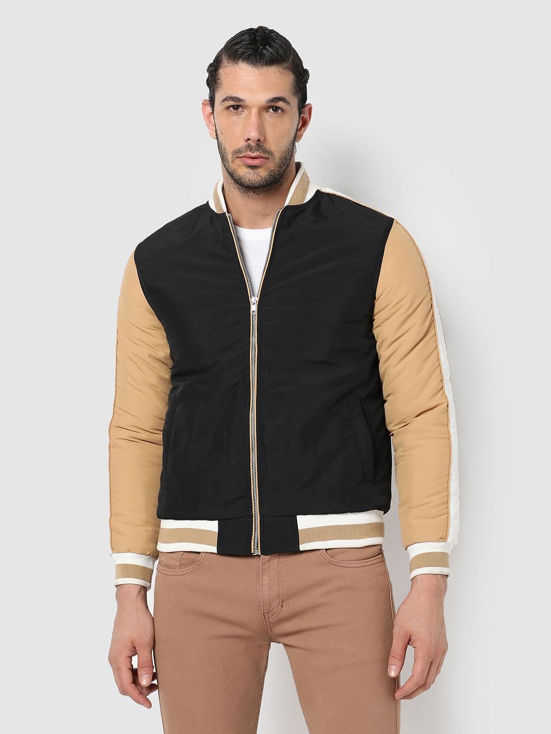 CAHOOT Men Black Colourblocked Outdoor Bomber Jacket - view 1