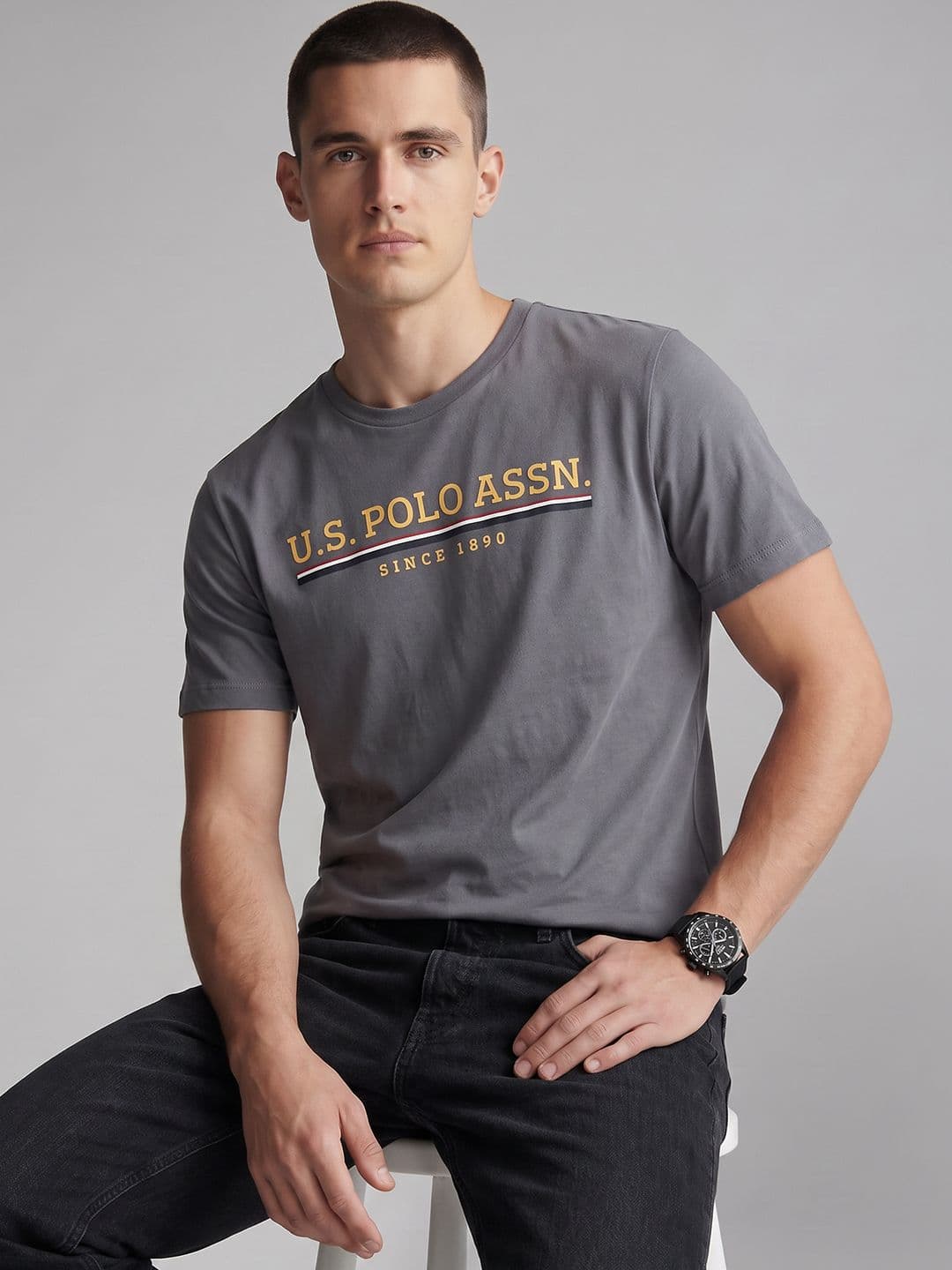 U.S. Polo Assn. Brand Logo Printed Pure Cotton T-shirt - view 1