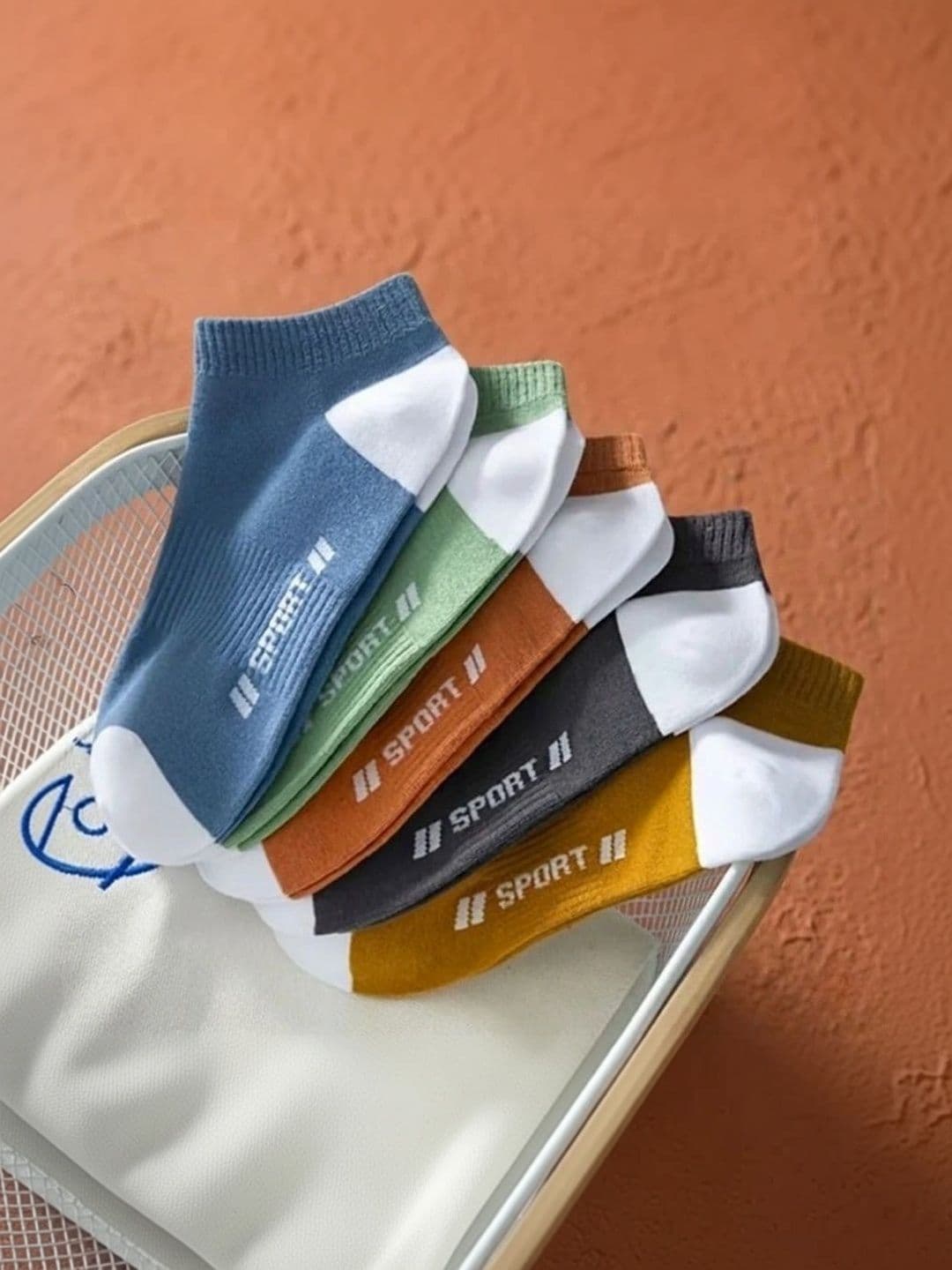 BEAR&BEYOND Men Pack of 5 Cotton Assorted Colourblocked Ankle Length Socks - view 1
