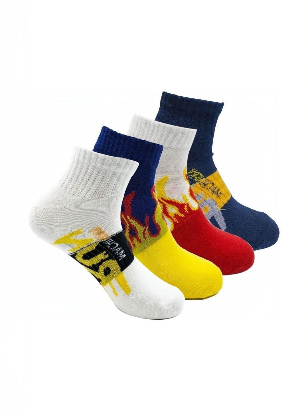 BEAR&BEYOND Men Pack of 4 Cotton Assorted Patterned Ankle Length Socks - view 1
