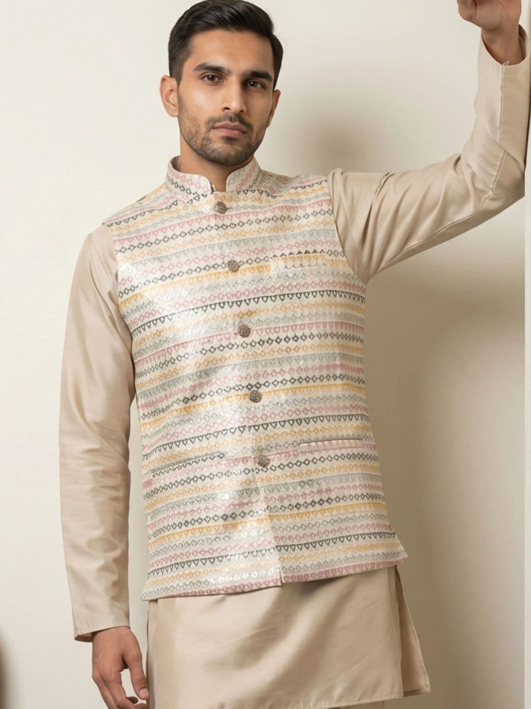 Jompers Woven Design Nehru Jackets - view 1