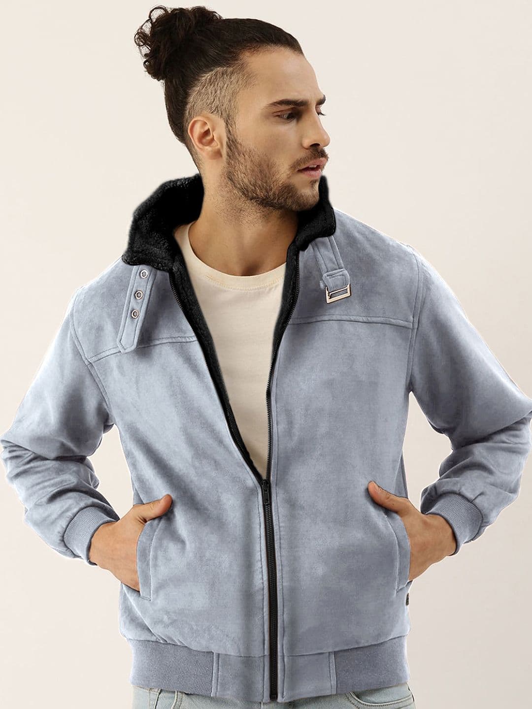 CAHOOT Men Mock Collar Solid Casual Bomber Jacket - view 1