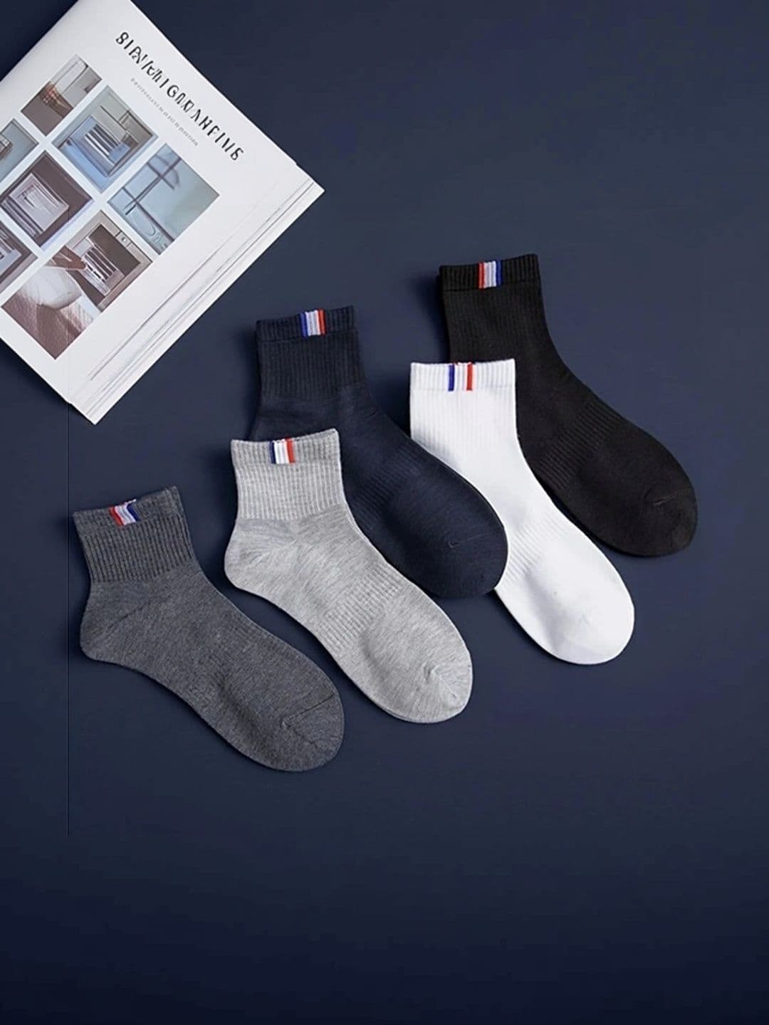 BEAR&BEYOND Men Pack of 5 Cotton Assorted Patterned Above Ankle Socks - view 1