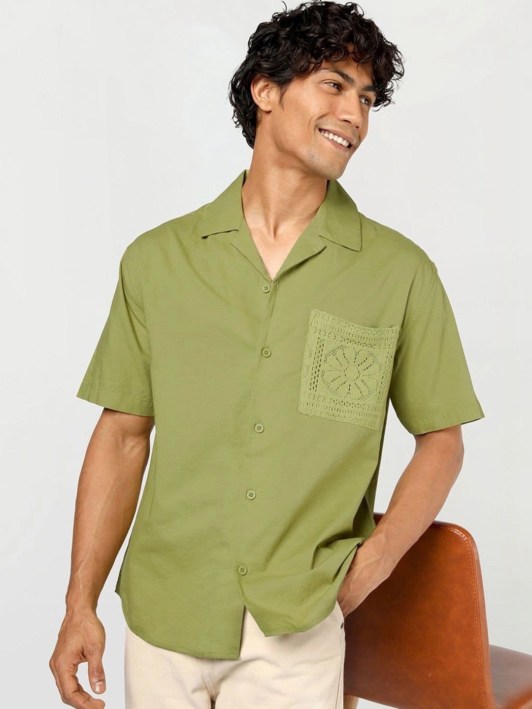 Bewakoof Men's Green Oversized Shirt - view 1