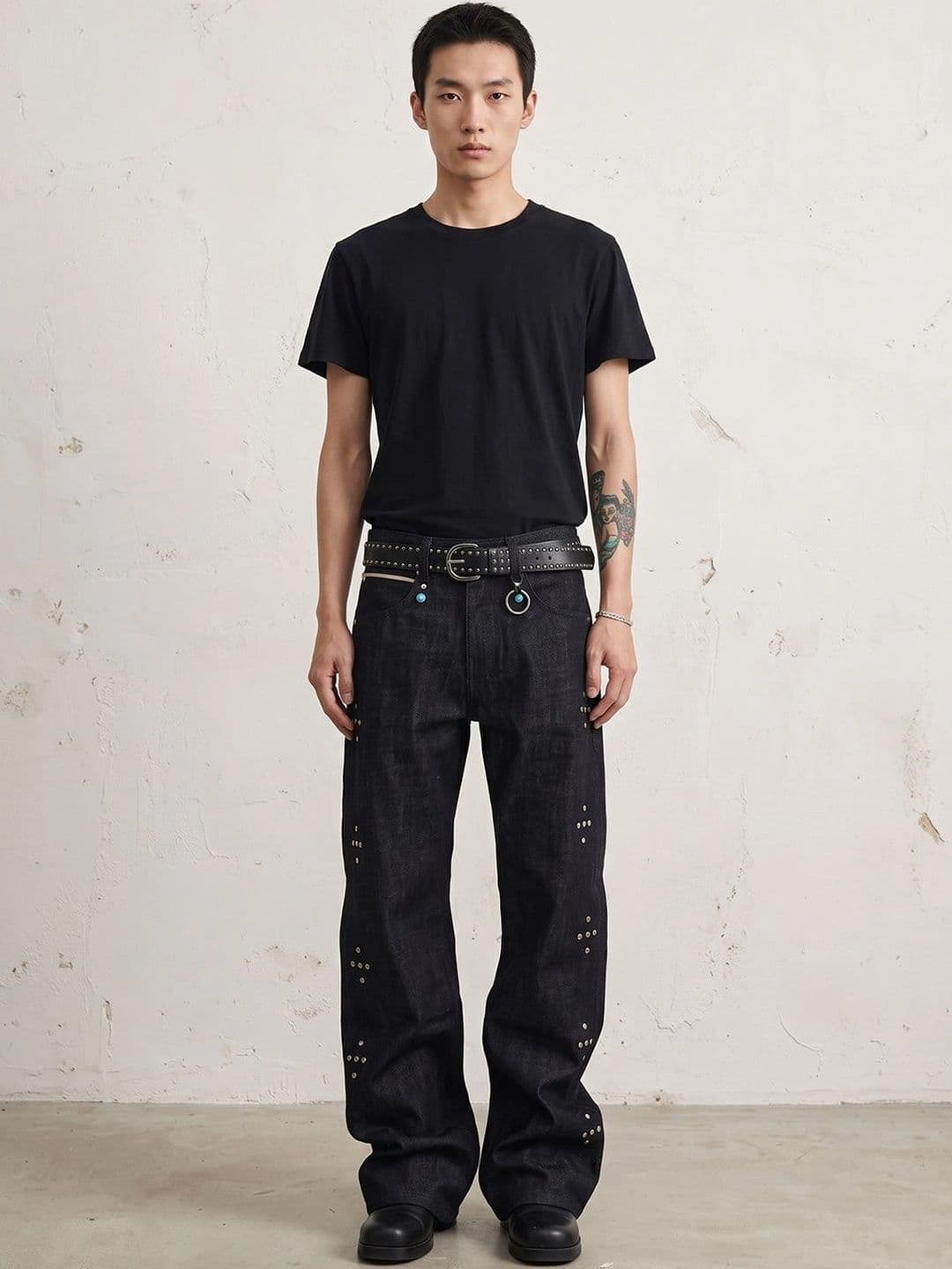 StyleCast x Revolte Men Straight Fit Mid-Rise Heavy Fade Embellished Jeans - view 1