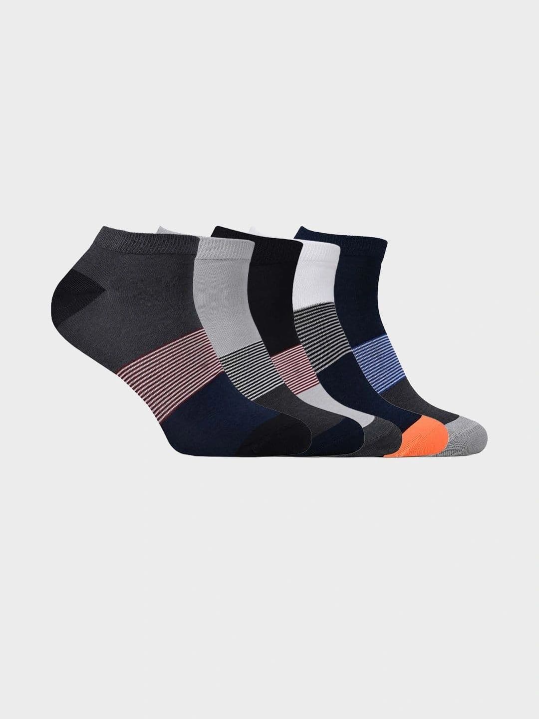 FOOTONS Men Pack of 5 Striped Cotton Daily Wear Casual Use Ankle Length Socks - view 1