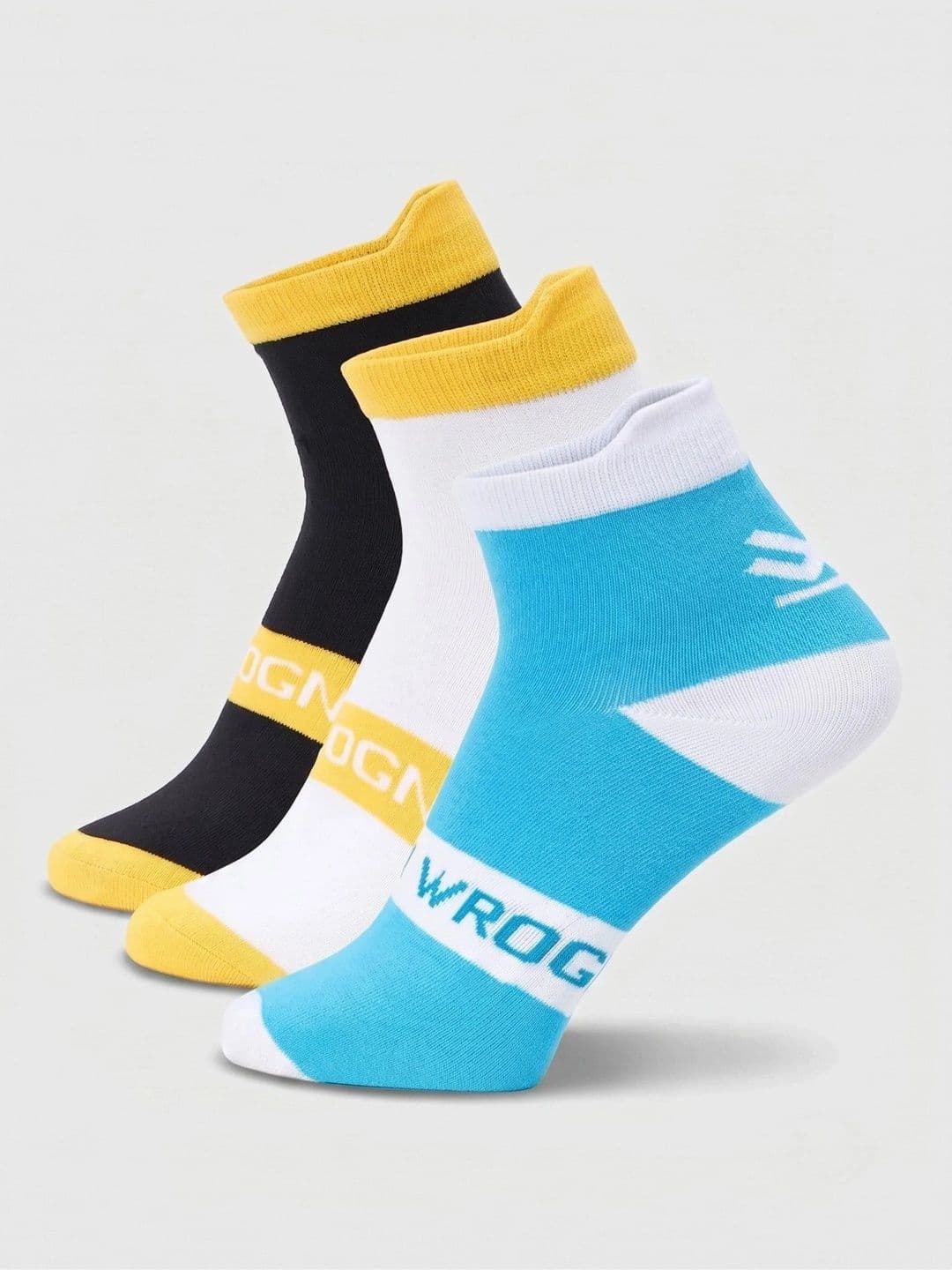 WROGN Men Pack of 3 Cotton Blend Colourblocked Ankle Length Socks - view 1