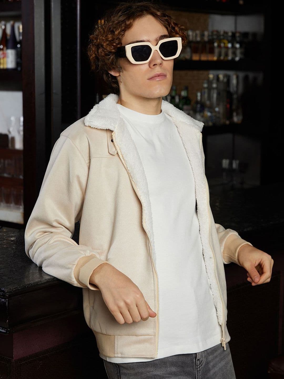CAHOOT Men Colourblocked Suede Lightweight Bomber Jacket - view 1
