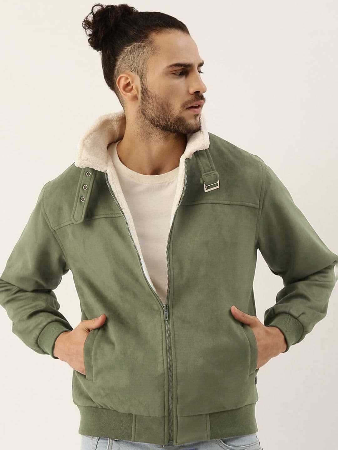 CAHOOT Men Mock Collar Solid Casual Bomber Jacket - view 1