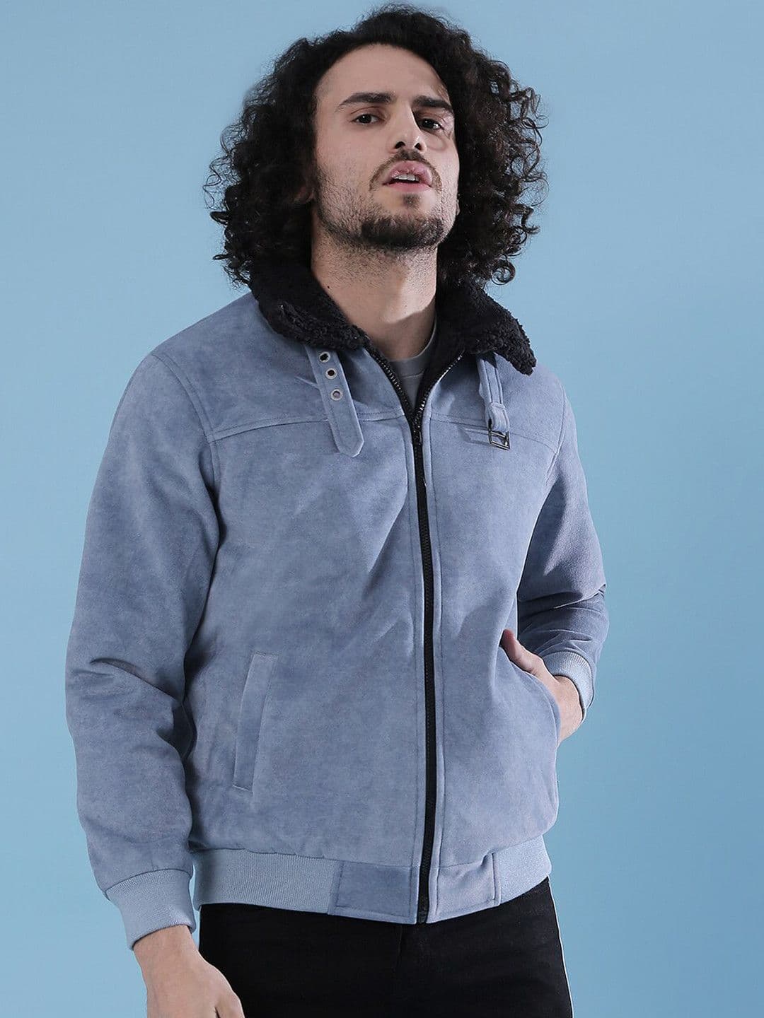 CAHOOT Men Grey Floral Suede Lightweight Outdoor Bomber Jacket - view 1