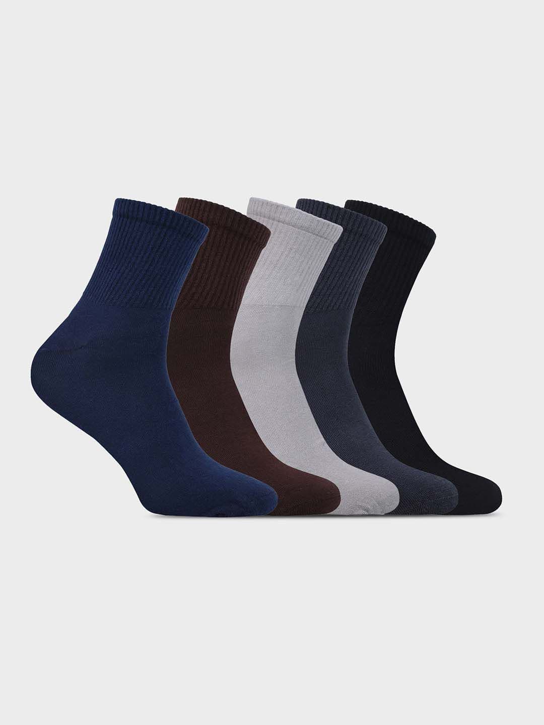 FOOTONS Men Pack of 5 Solid Cotton Flat Toe Seam Casual Outings Above Ankle Socks - view 1