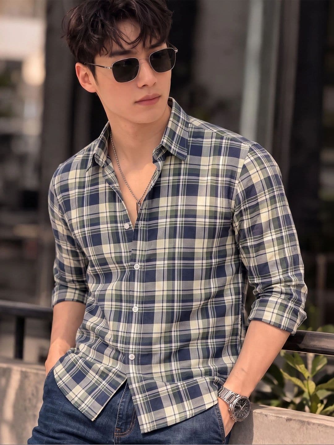 Nat Jastica Men Comfort Tartan Checks Checked Casual Shirt - view 1