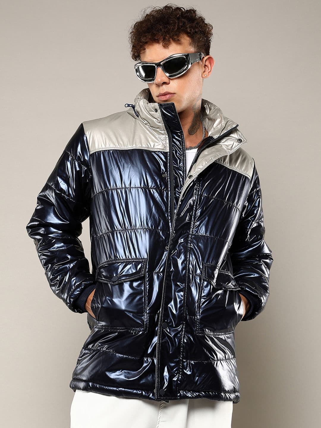 CAHOOT Men Mock Collar Colourblocked Casual Padded Jacket - view 1