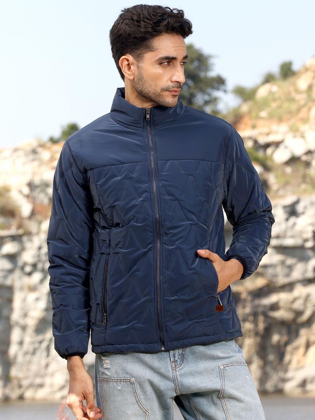CAHOOT Men Lightweight Biker Jacket with Patchwork - view 1