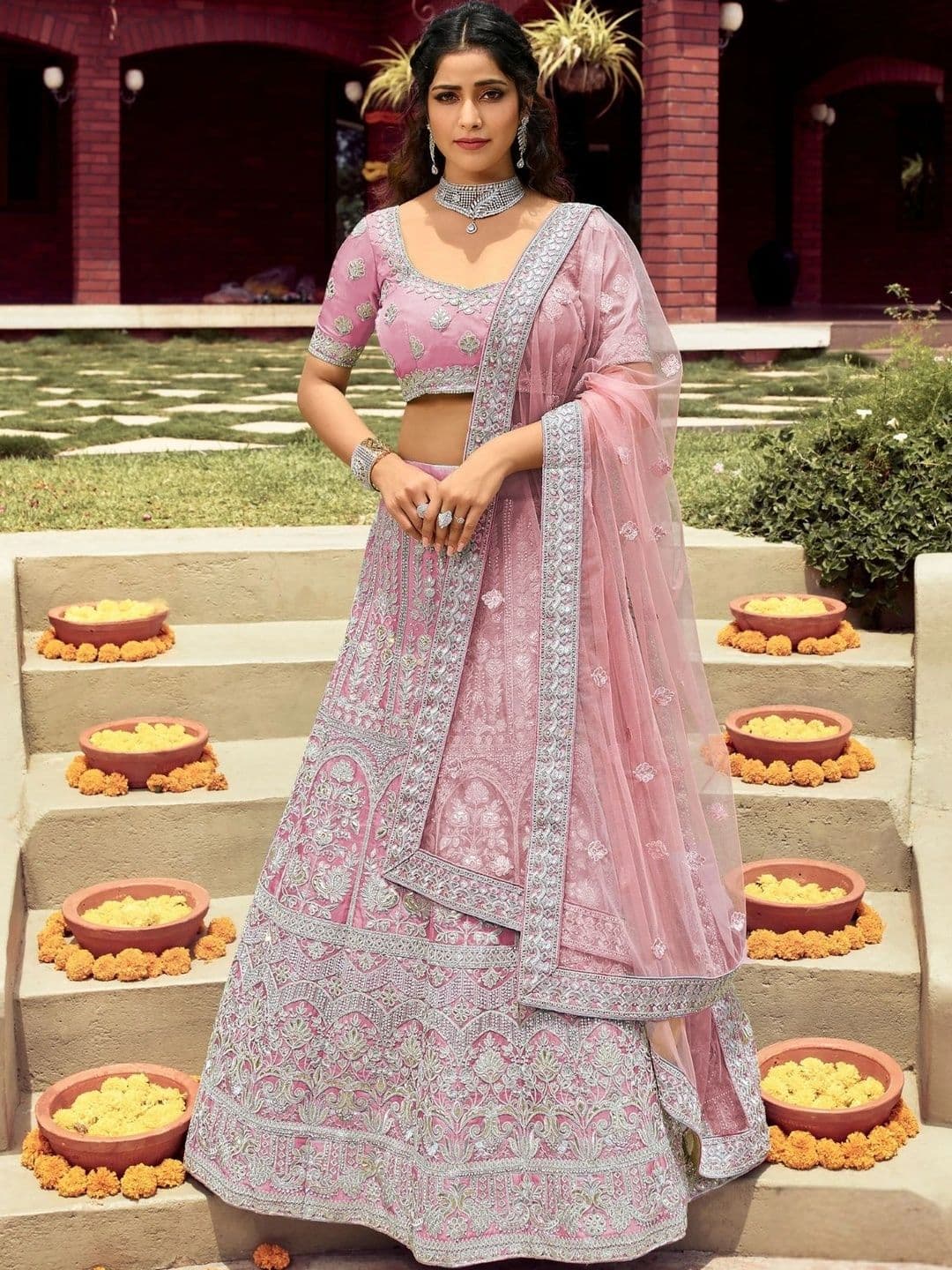Fusionic Embellished Semi-Stitched Lehenga & Unstitched Blouse With Dupatta - view 1