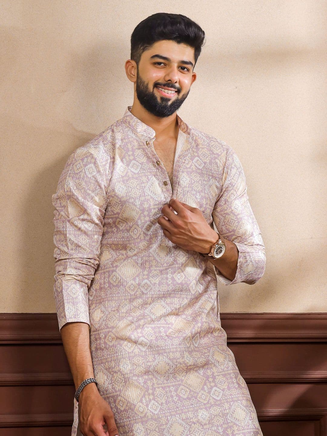 Koshin Men Floral Printed Festive Straight Kurta - view 1