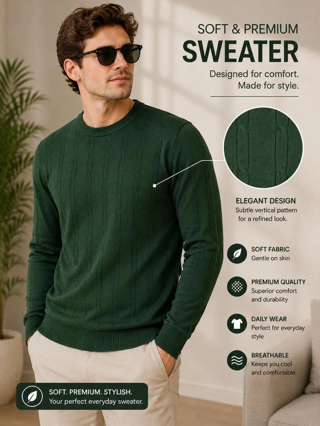 Moda Rapido Men Cable Knit Pullover - view 1