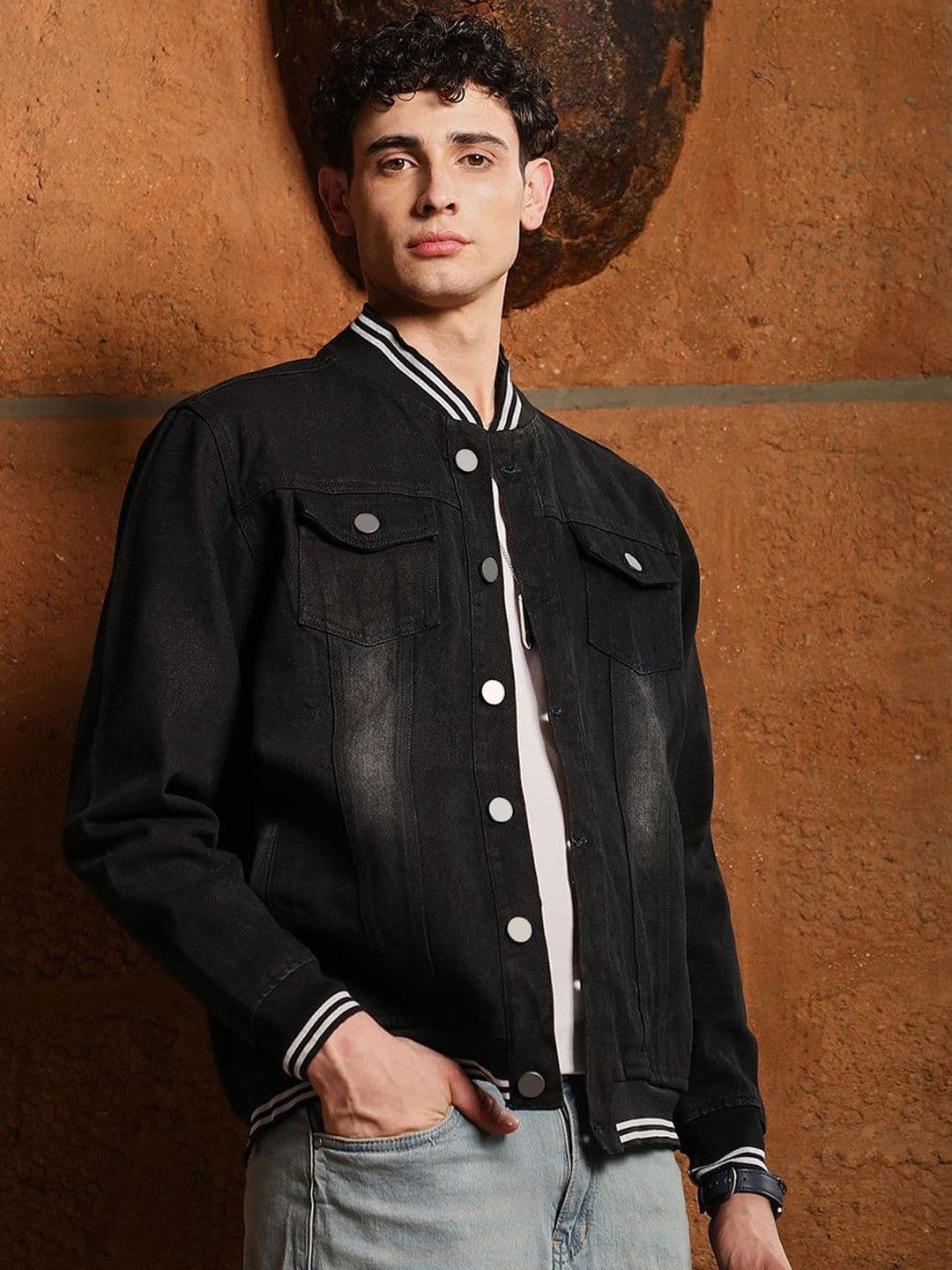 CAHOOT Spread Collar Lightweight Cotton Denim Jacket with Embroidered - view 1