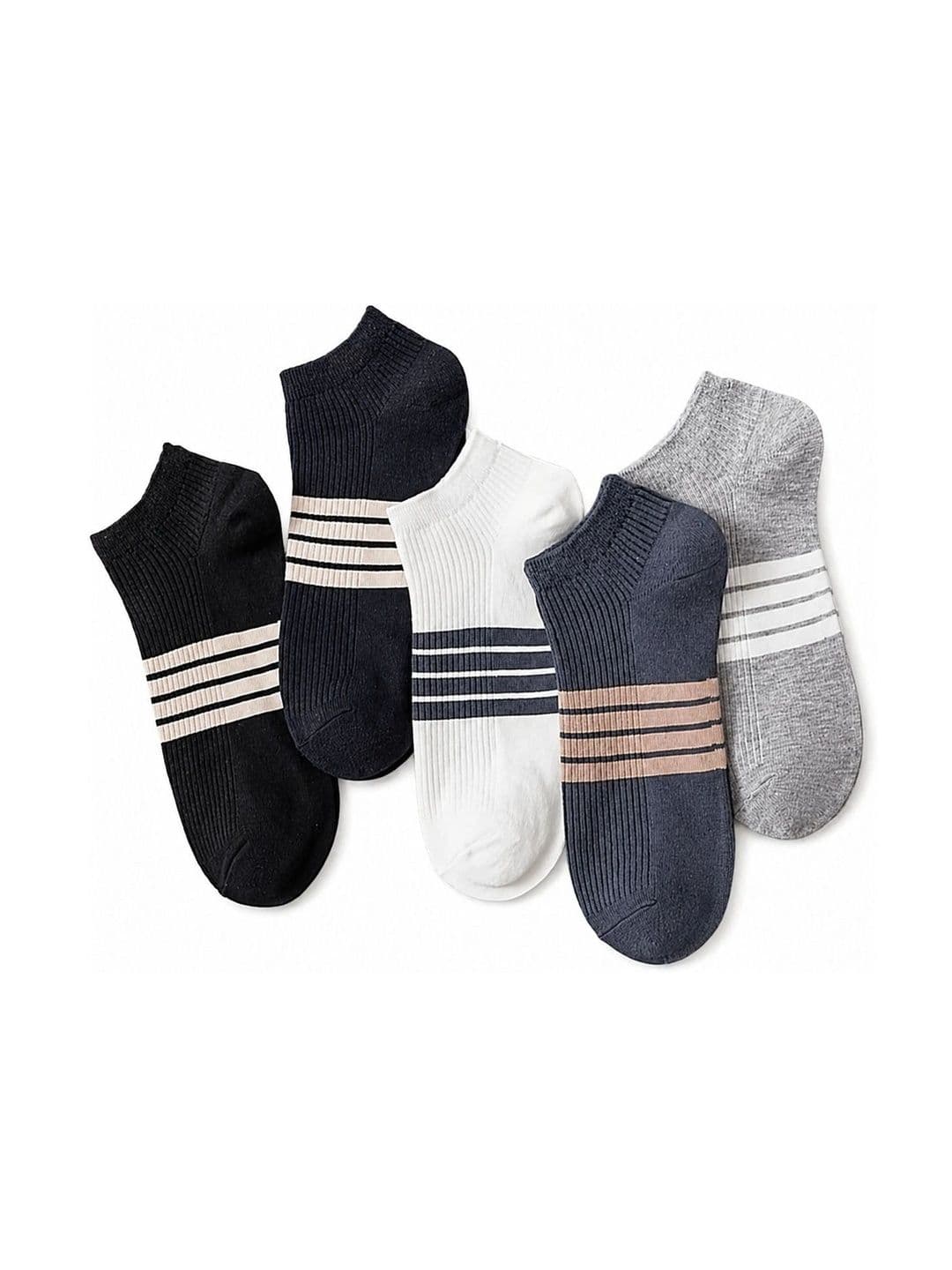 BEAR&BEYOND Men Pack of 5 Cotton Assorted Striped Above Ankle Socks - view 1