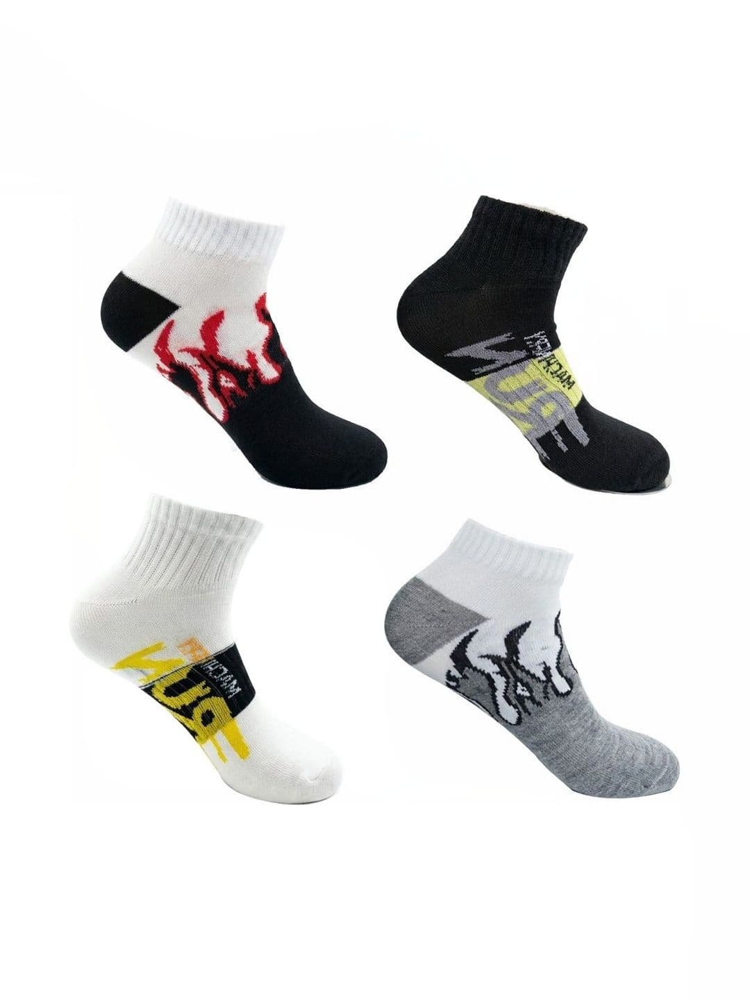 BEAR&BEYOND Men Pack of 4 Cotton Assorted Patterned Ankle Length Socks - view 1