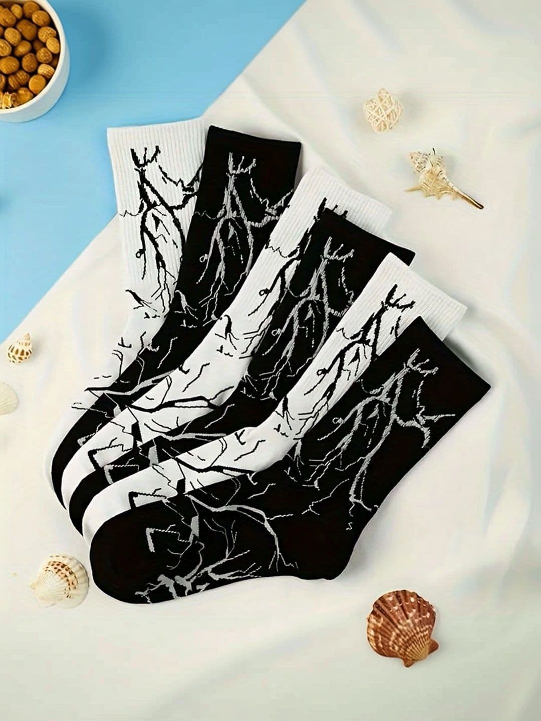 BEAR&BEYOND Men Pack of 6 Cotton Assorted Patterned Calf Length Socks - view 1