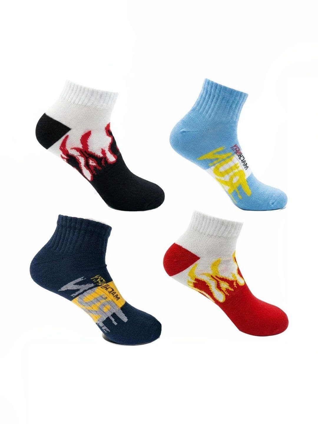 BEAR&BEYOND Men Pack of 4 Cotton Assorted Patterned Ankle Length Socks - view 1