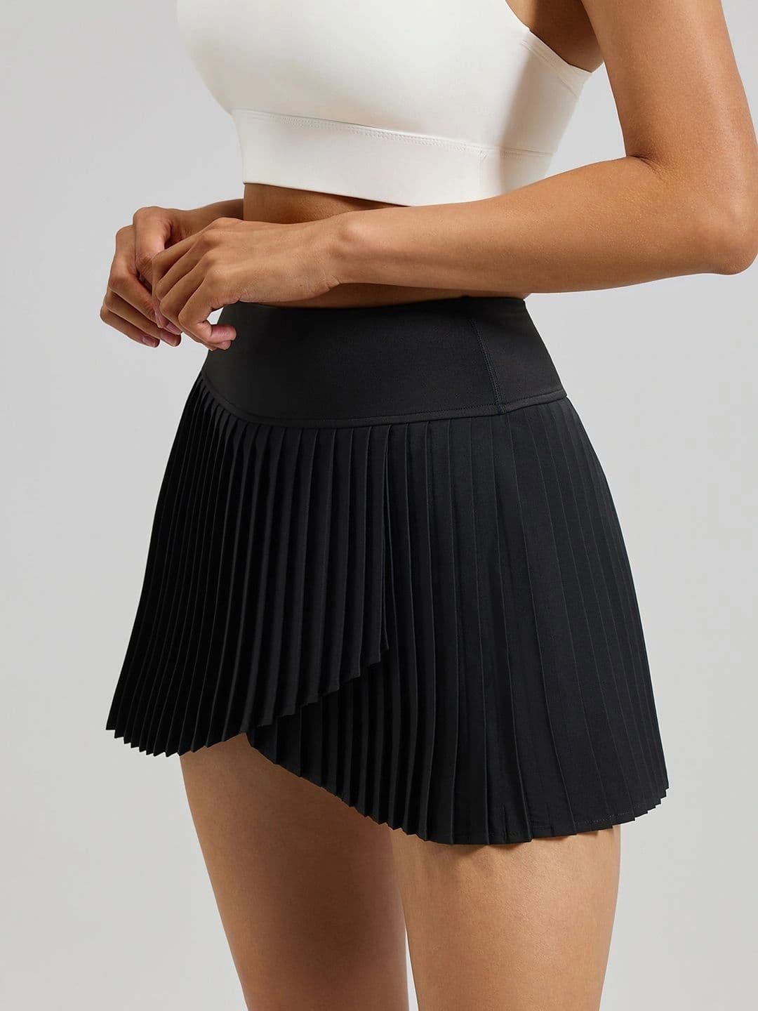StyleCast Flex Women Synthetic Leather Accordion Pleated Mini Flared Skirt - view 1