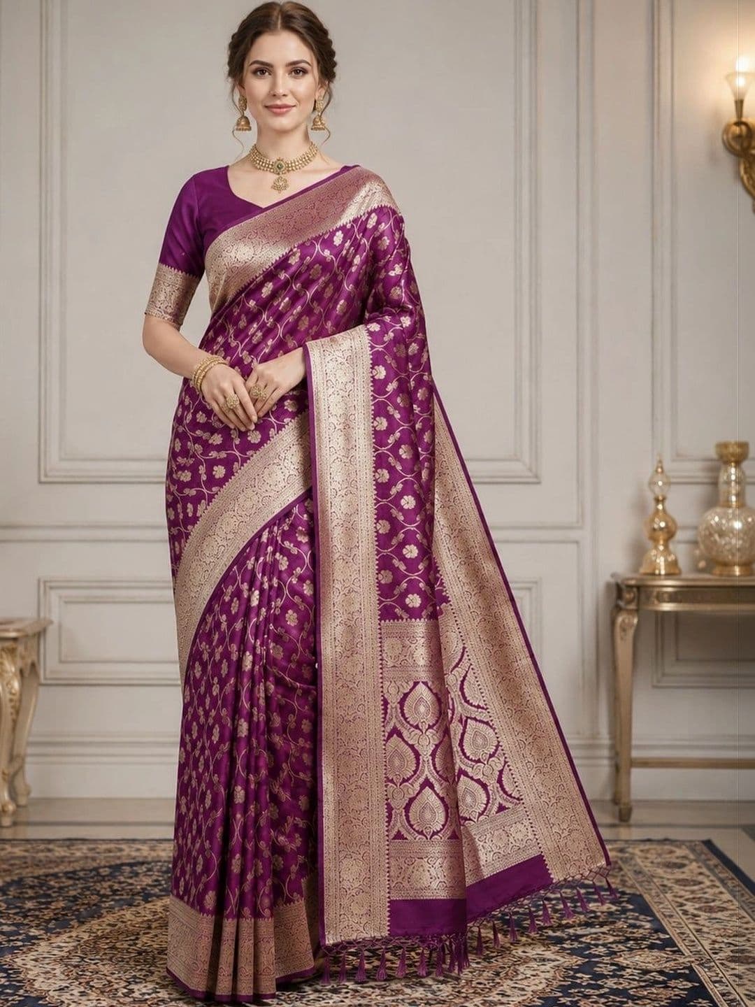 Mitera Paisley Zari Art Silk Fusion Banarasi Saree - view 1