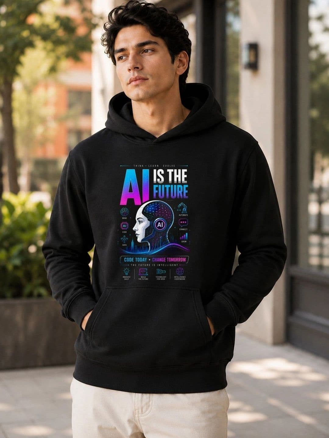 TRENDIFYTEEZ Men Printed Hooded Sweatshirt - view 1