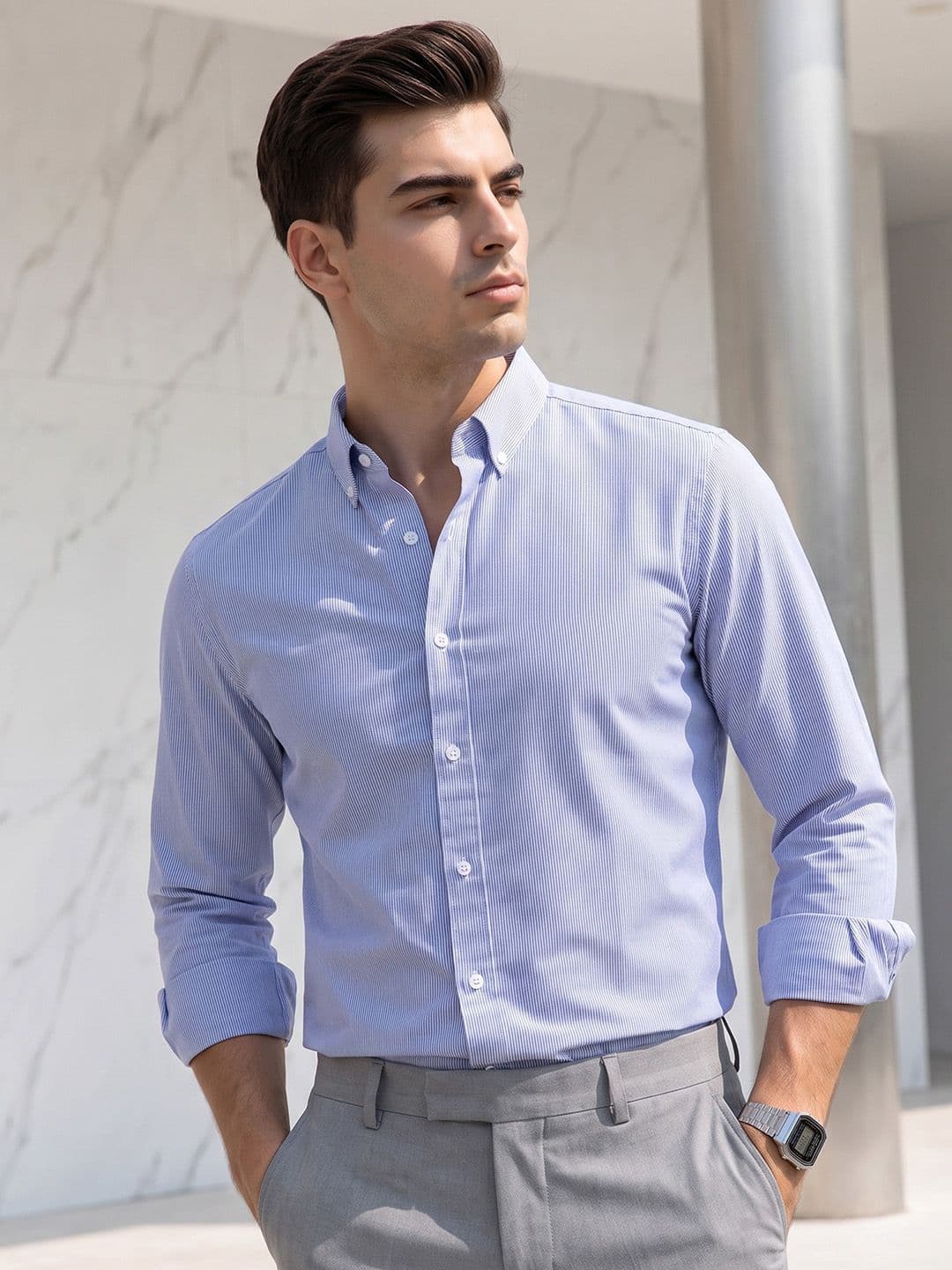 INVICTUS Vertical Striped Formal Shirt - view 1