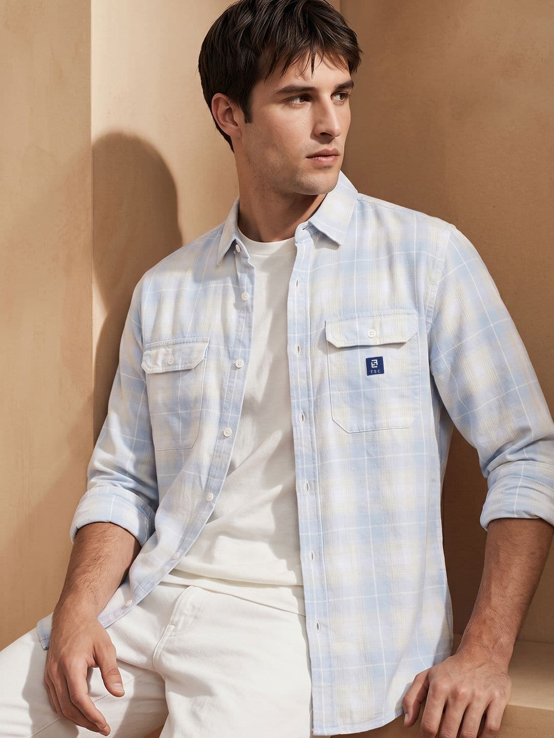 THE SHIRT CODE Checked Pure Cotton Casual Shirt - view 1