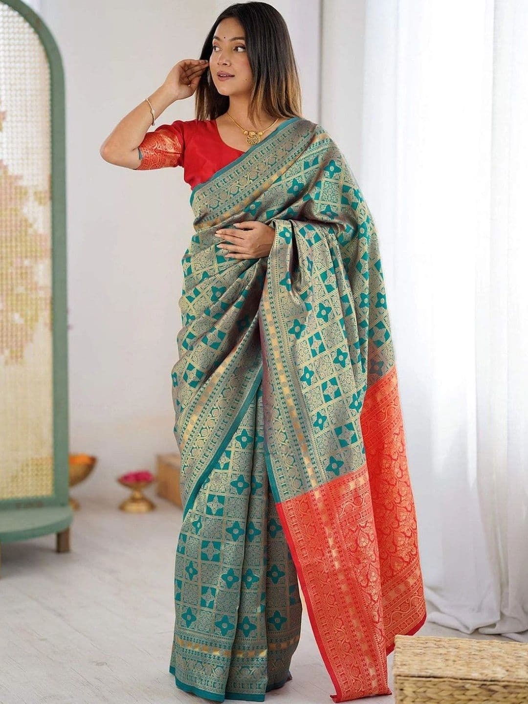 KOMAL NX Woven Design Zari Silk Blend Designer Saree - view 1