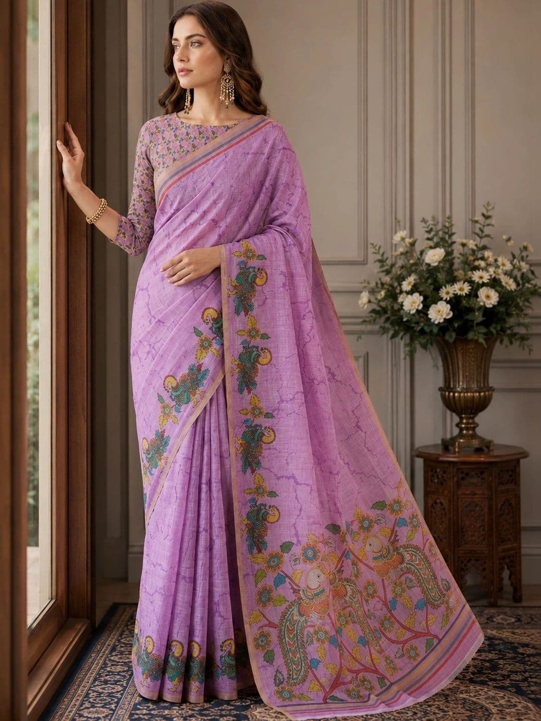 DIVASTRI Linen Blend Handloom Saree - view 1