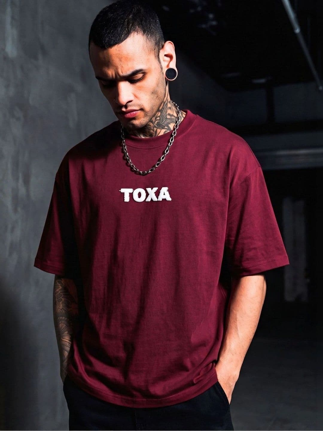 TOXA Unisex Typography Puff-Print Half Sleeve Oversized Casual T-Shirt - view 1