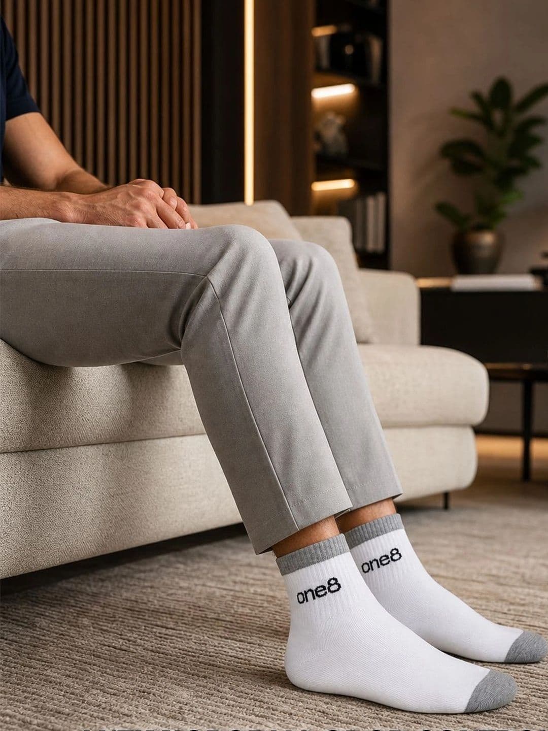 One8 Men Cotton Assorted Colourblocked Ankle Length Socks - view 1
