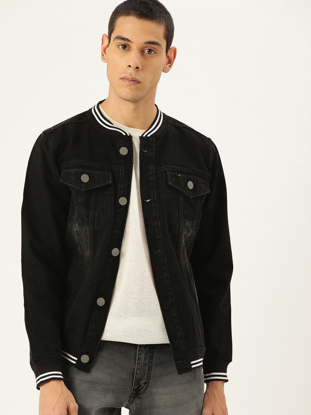 CAHOOT Men Black Solid Bio-Wash Denim Jacket - view 1