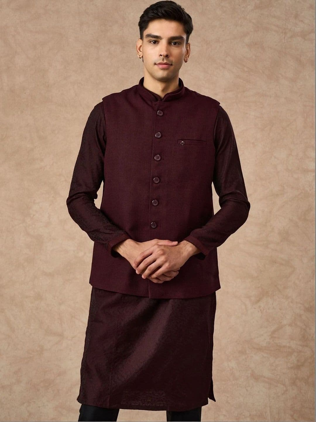 Manyavar Woven Design Woven Nehru Jackets - view 1