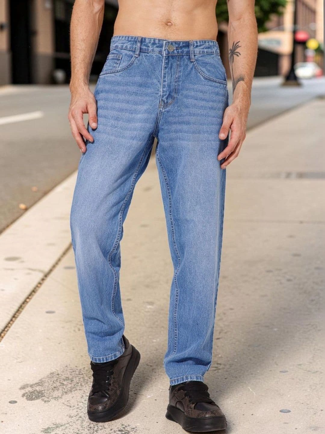 STUDIO NEXX Men Loose Relaxed Fit Mid-Rise Jeans - view 1