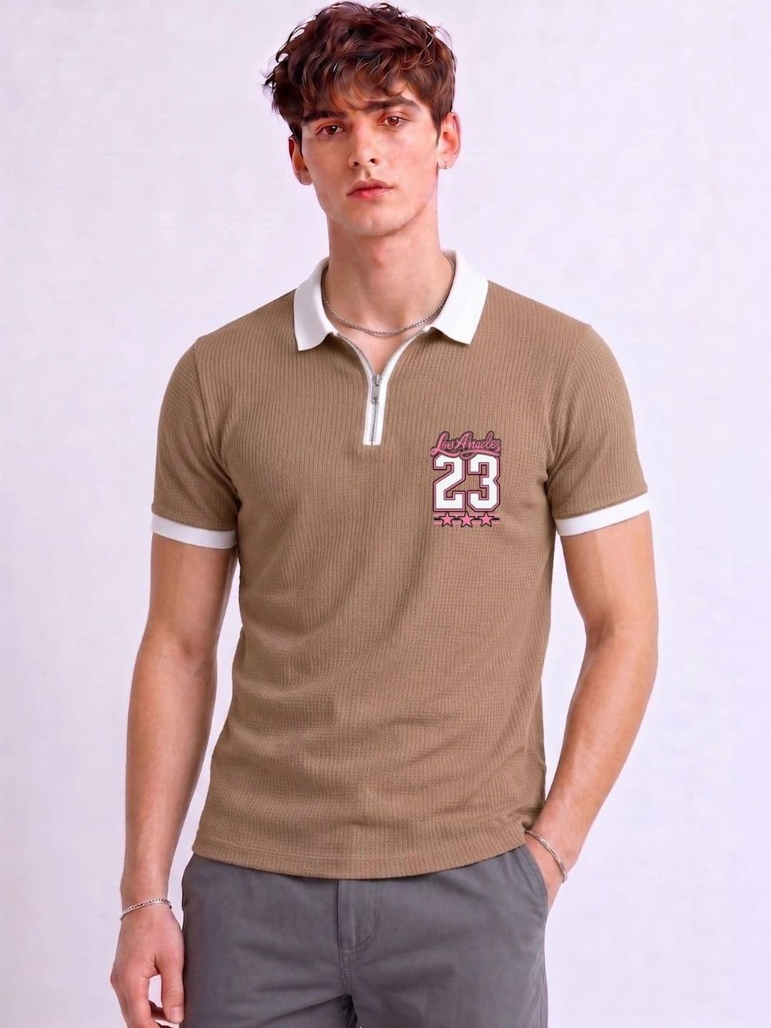 Mobox Men Typography Polo Collar Pockets T-shirt - view 1
