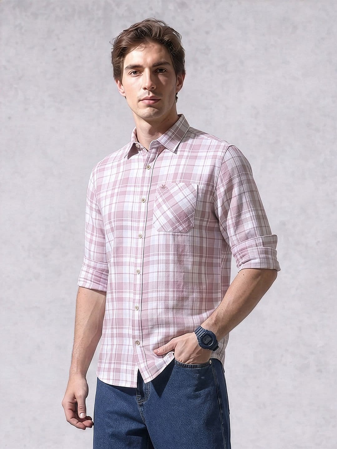 WROGN Tartan Checked Pure Cotton Casual Shirt - view 1