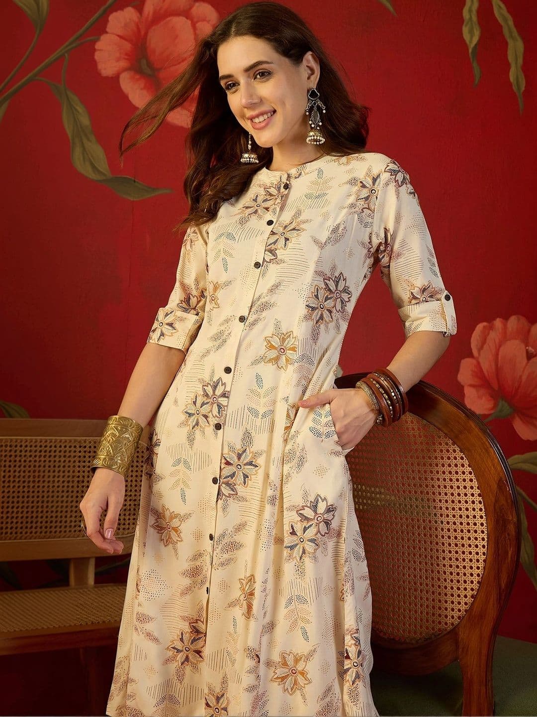 Sangria Women Floral Printed Floral Kurta - view 1