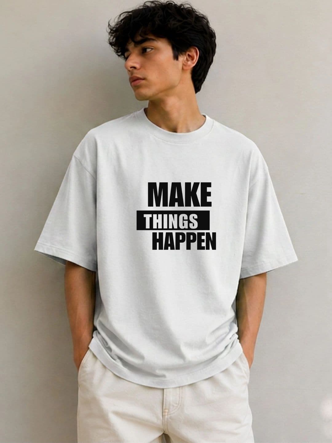 Fashnobic Men Typography Printed Pure Cotton Blend Dri-FIT T-shirt - view 1