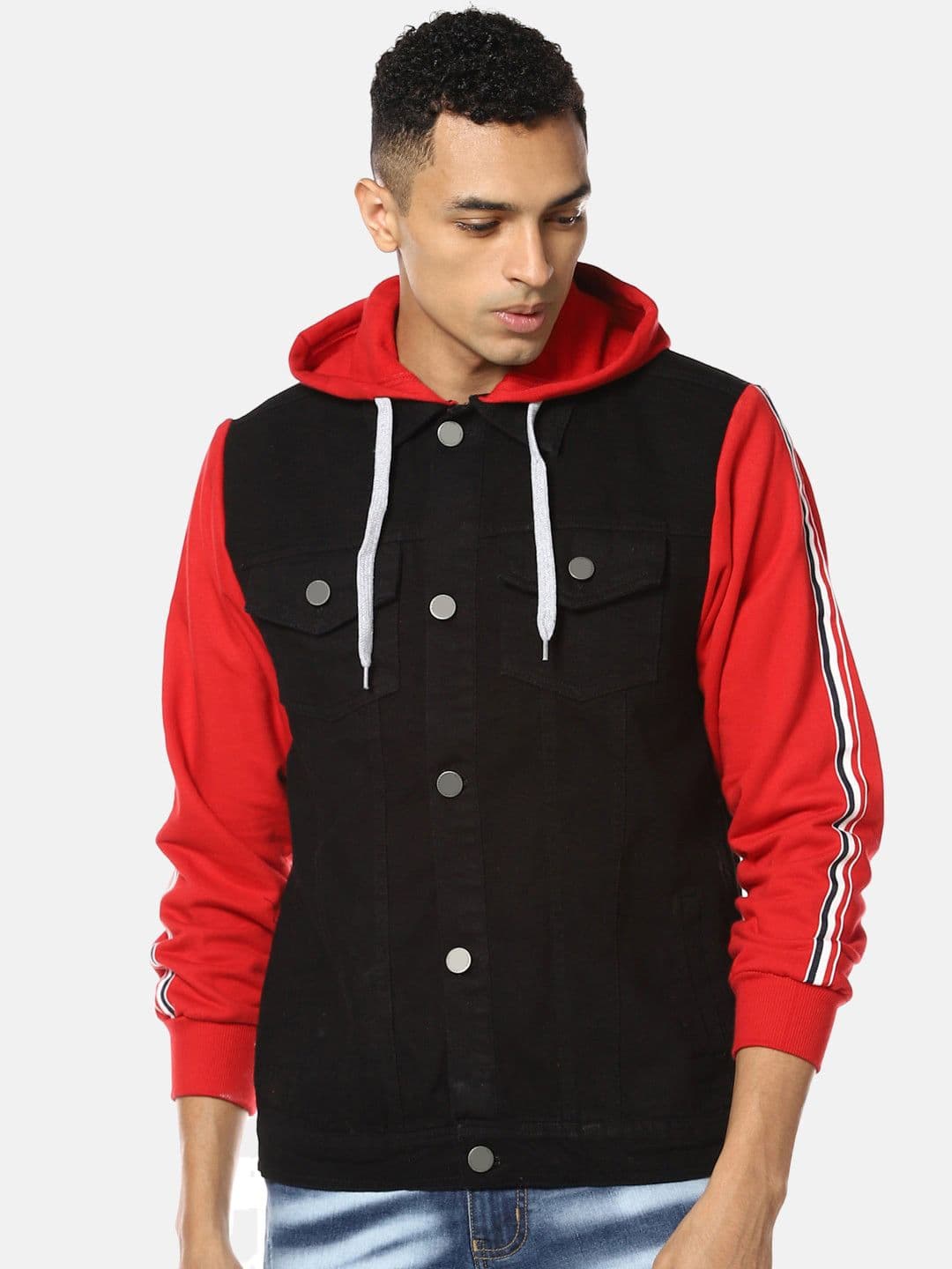 CAHOOT Men Black & Red Windcheater Denim Jacket - view 1